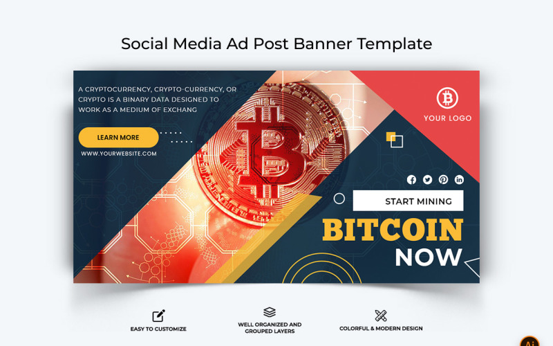 Cryptocurrency Facebook Ad Banner Design-28 Social Media