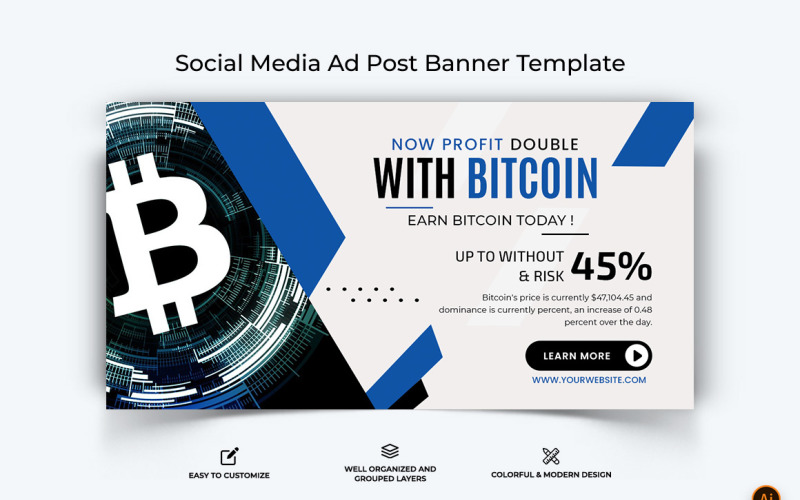 Cryptocurrency Facebook Ad Banner Design-30 Social Media