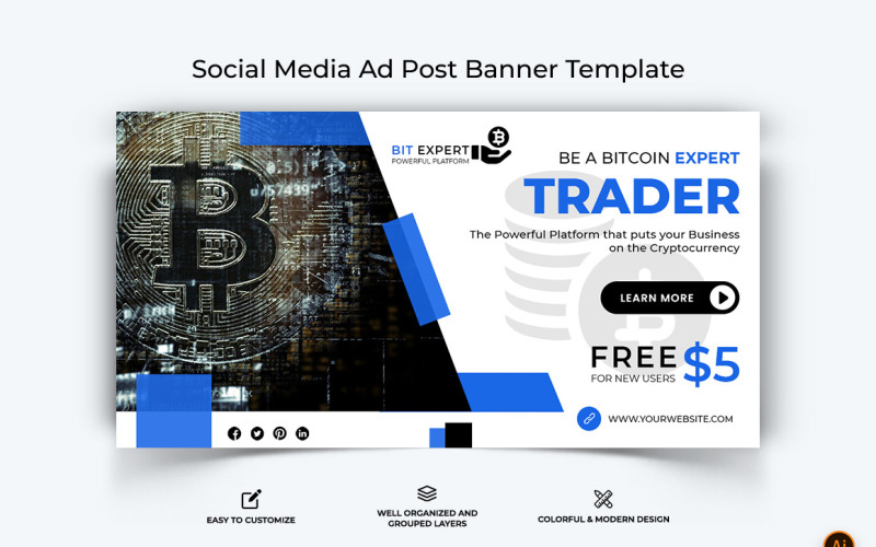 Cryptocurrency Facebook Ad Banner Design-33 Social Media