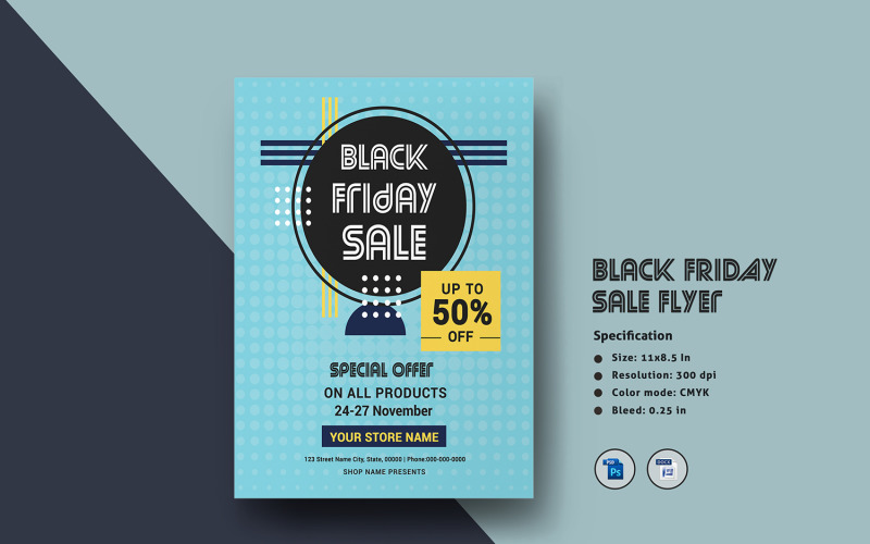 Black Friday Sale Flyer, word and Psd Template Corporate Identity