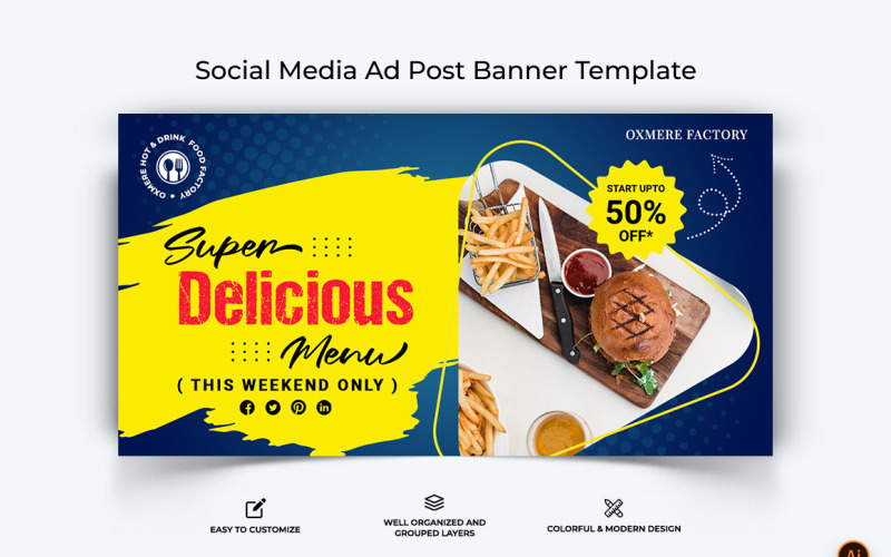 Food and Restaurant Facebook Ad Banner Design-17 Social Media