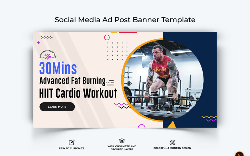 Gym and Fitness Facebook Ad Banner Design-06 Social Media