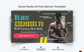 Gym and Fitness Facebook Ad Banner Design-13