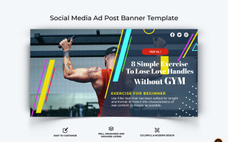 Gym and Fitness Facebook Ad Banner Design-15