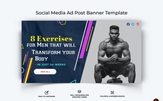 Gym and Fitness Facebook Ad Banner Design-16