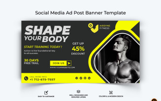 Gym and Fitness Facebook Ad Banner Design-29