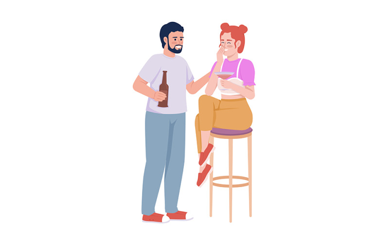 Date at bar semi flat color vector characters Illustration