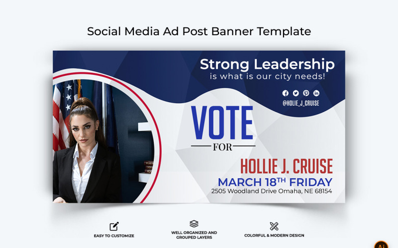 Political Campaign Facebook Ad Banner Design-14 Social Media