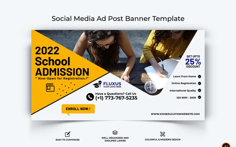 School Admissions Facebook Ad Banner Design-20 Social Media