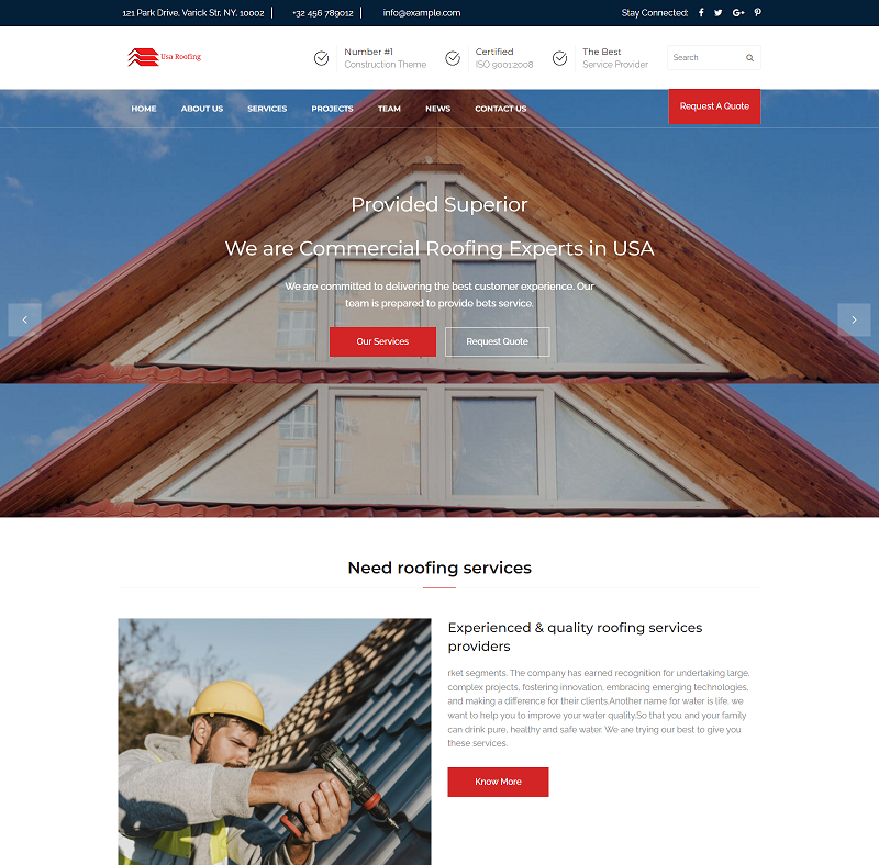 Usa Roofing Repair Construction Landing Template