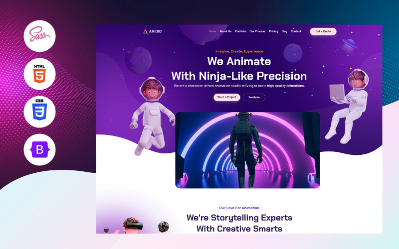 Anidio - Anime and Cartoon Studio template Website Template