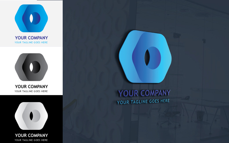 Professional Polygon Company Logo Design-Brand Identity Logo Template