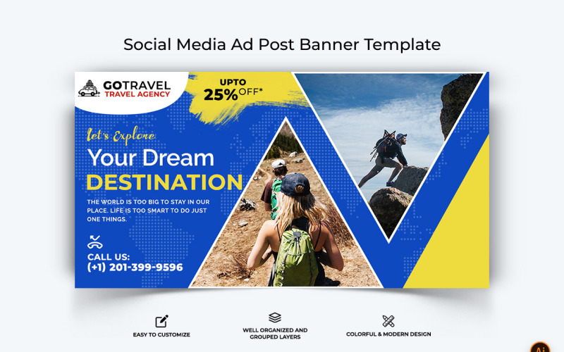 Travel Facebook Ad Banner Design-27 Social Media