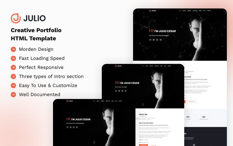 Julio - Creative Portfolio One Page HTML Template