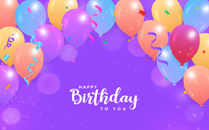 Birthday Banner with Realistic Balloons Social Media