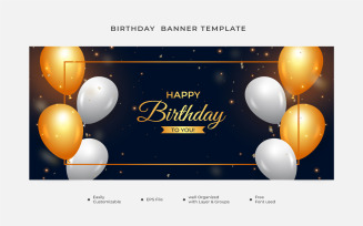 Birthday Gift Card with Golden Balloons