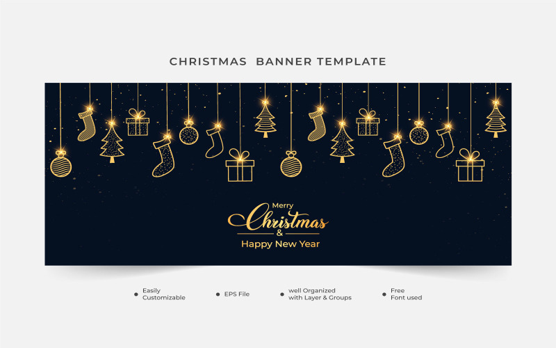 Christmas Banner with a Dark Background Social Media