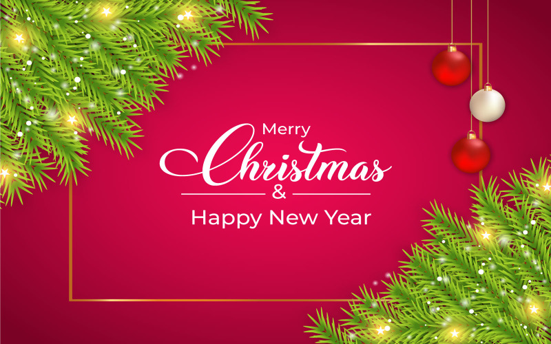 Christmas Banner with Green Pine Leaves Social Media