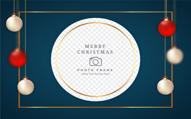 Christmas Photo Frame with Ball Ornament Illustration