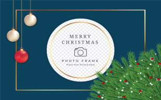 Christmas Photo Frame with Green Leaves