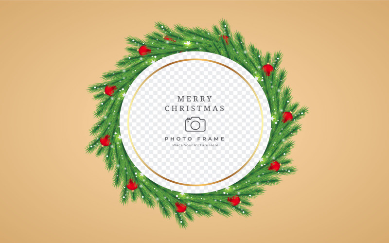 Christmas Photo Frame with Red Balls Illustration
