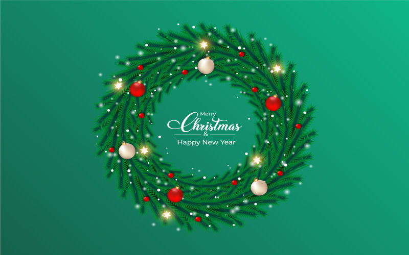 Christmas Realistic Decoration Wreath Illustration