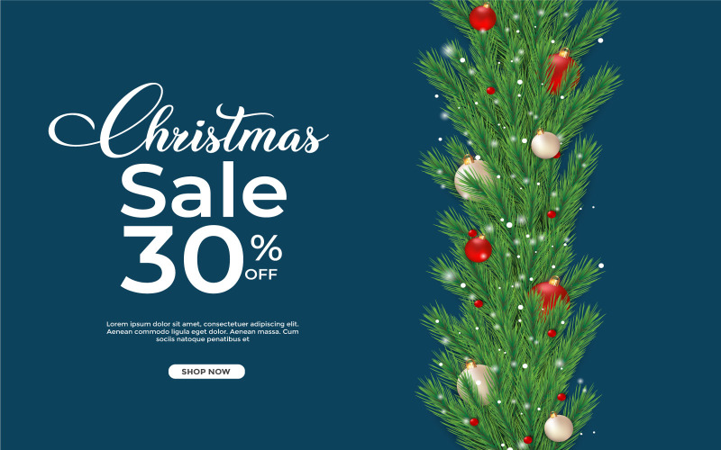 Christmas Sales Banner with Ball Element Social Media