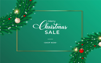 Christmas Sales Banner with Green Wreath vector