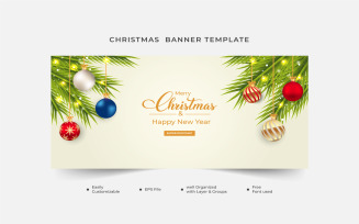 Christmas Sales Banner with Pine Branch