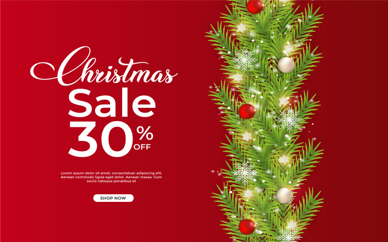 Christmas Sales Banner with Red Balls and backgrounds Social Media