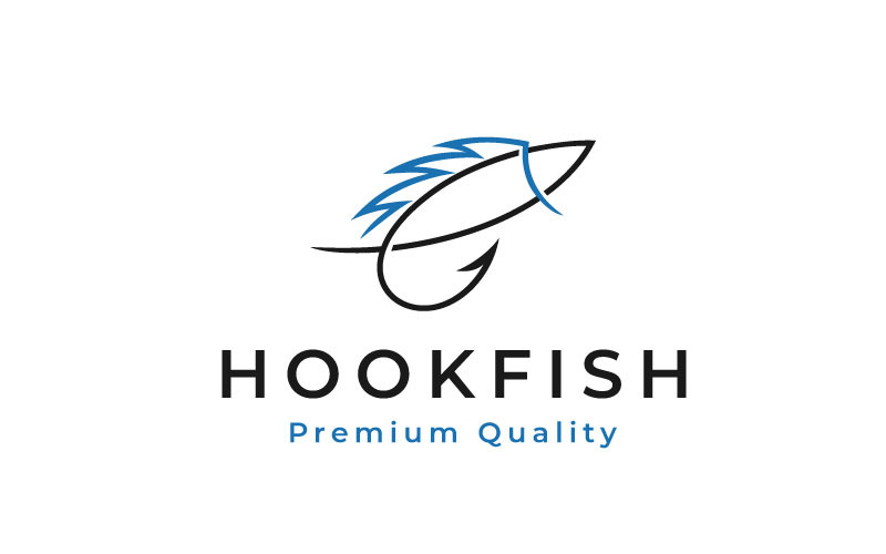 Fish With Hook Fishing Angler Logo Design Template Logo Template