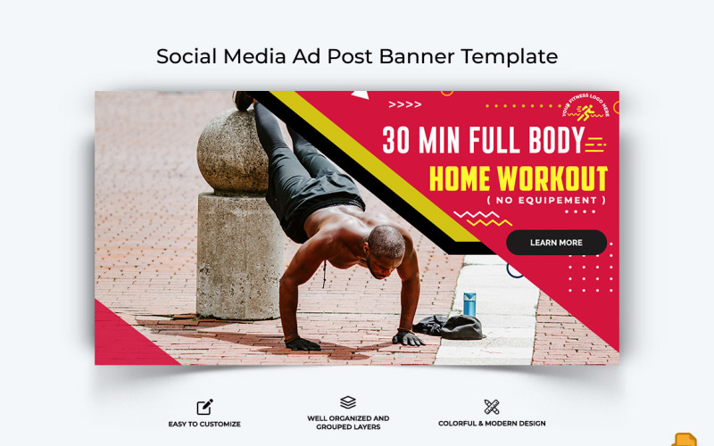 Gym and Fitness Facebook Ad Banner Design-003 Social Media