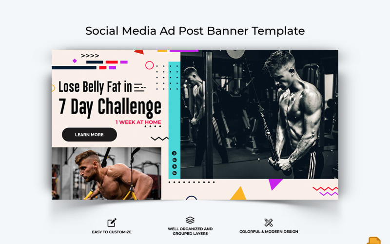 Gym and Fitness Facebook Ad Banner Design-005 Social Media