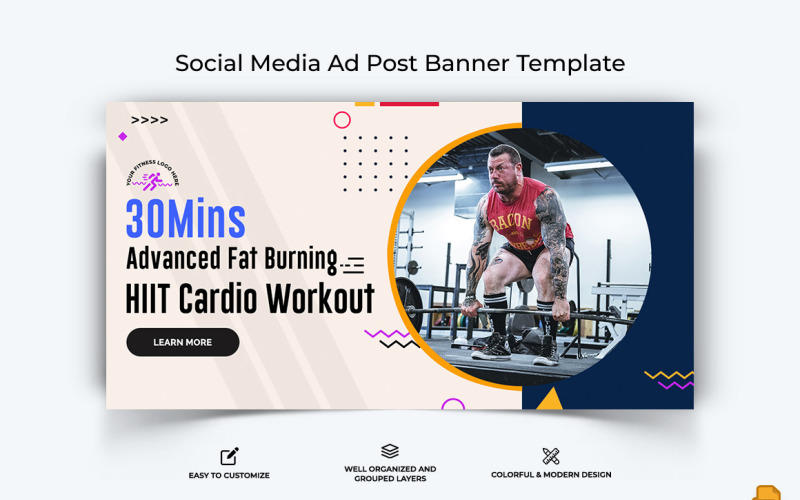 Gym and Fitness Facebook Ad Banner Design-006 Social Media