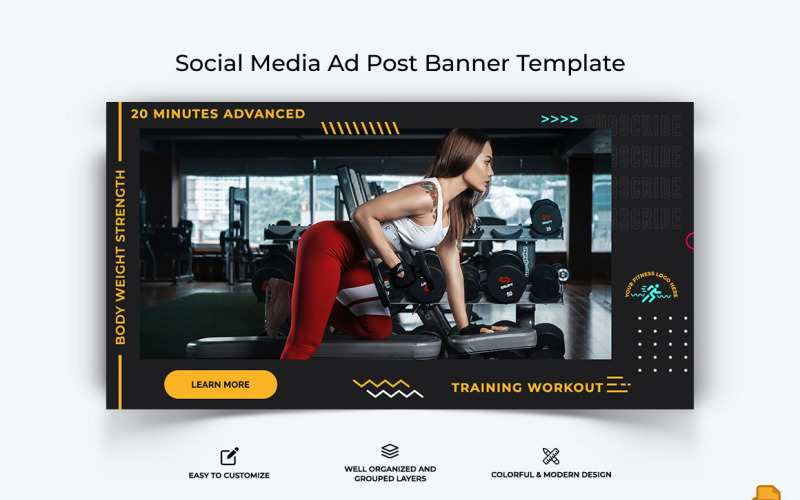 Gym and Fitness Facebook Ad Banner Design-007 Social Media