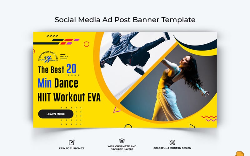 Gym and Fitness Facebook Ad Banner Design-008 Social Media