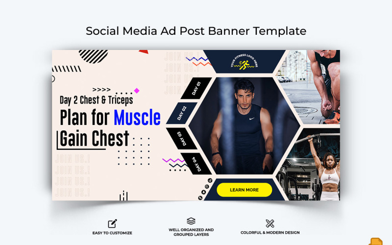 Gym and Fitness Facebook Ad Banner Design-009 Social Media