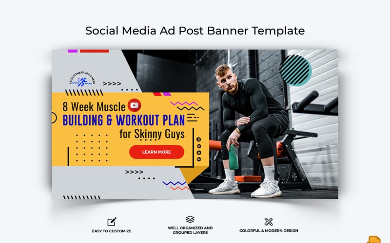 Gym and Fitness Facebook Ad Banner Design-010 Social Media