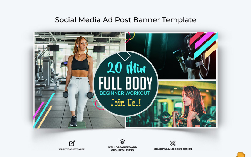Gym and Fitness Facebook Ad Banner Design-011 Social Media