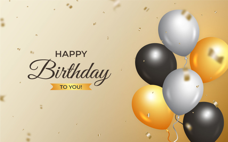Happy Birthday Wish with Golden Confetti Social Media