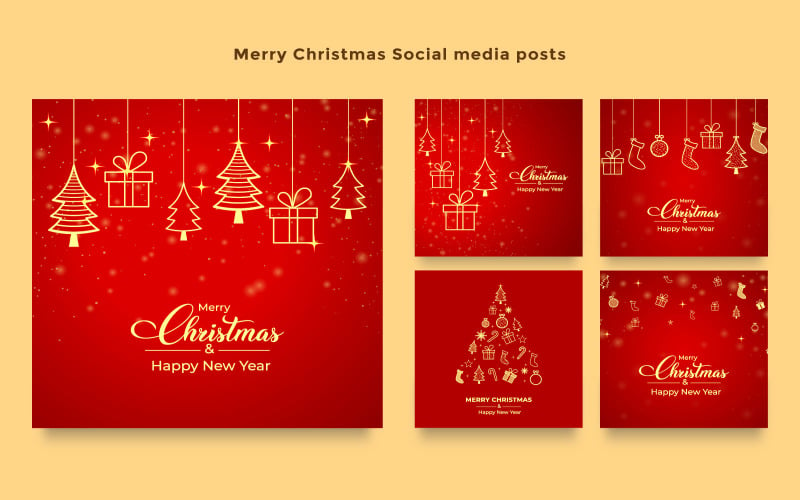 Merry Christmas Gift Card Vector Bundle Social Media
