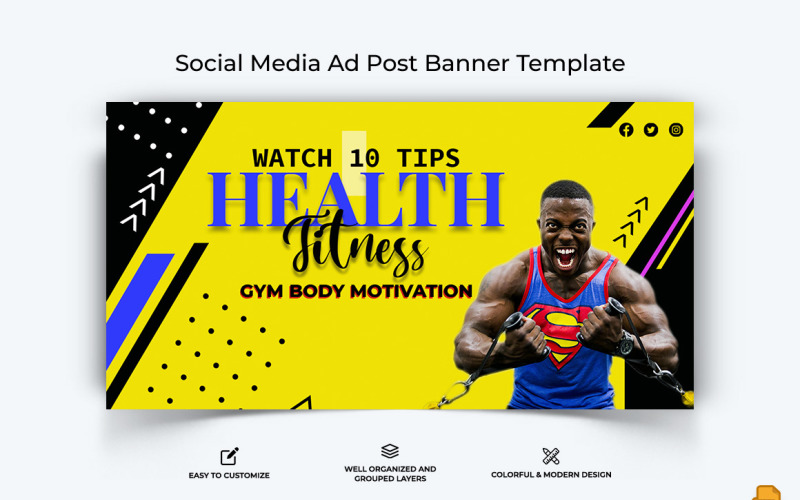 Gym and Fitness Facebook Ad Banner Design-014 Social Media