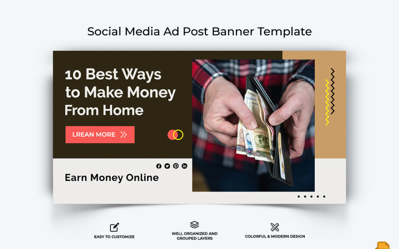 Online Money Earnings Facebook Ad Banner Design-002 Social Media