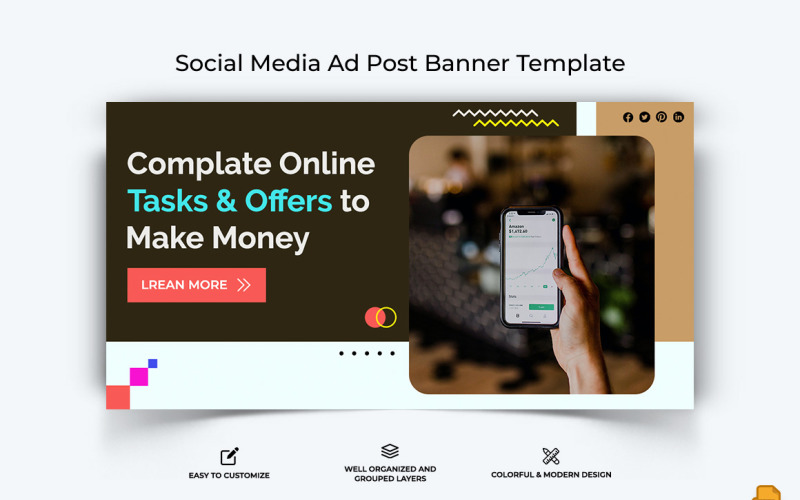 Online Money Earnings Facebook Ad Banner Design-003 Social Media