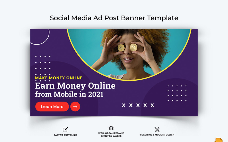 Online Money Earnings Facebook Ad Banner Design-015 Social Media