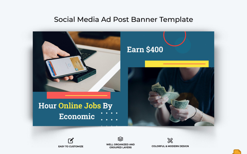 Online Money Earnings Facebook Ad Banner Design-017 Social Media