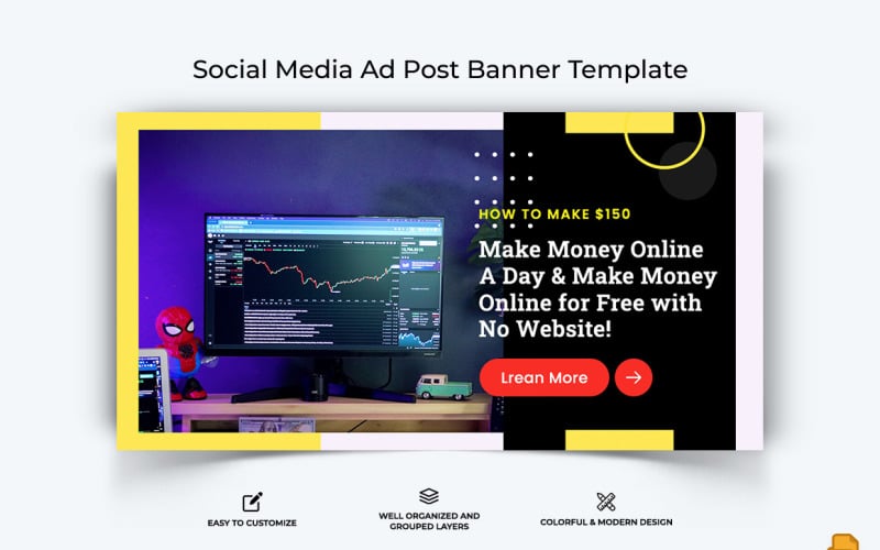Online Money Earnings Facebook Ad Banner Design-020 Social Media
