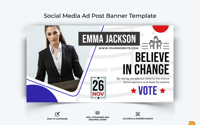 Political Campaign Facebook Ad Banner Design-002 Social Media