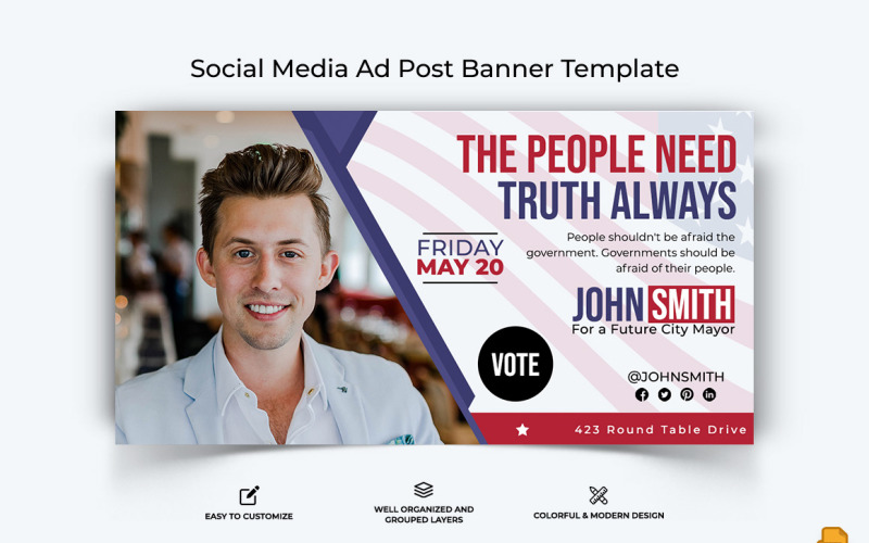 Political Campaign Facebook Ad Banner Design-005 Social Media