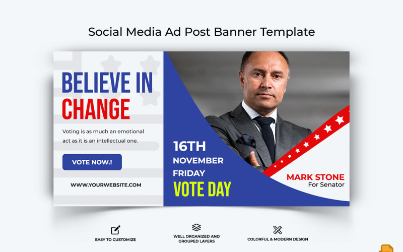 Political Campaign Facebook Ad Banner Design-006 Social Media